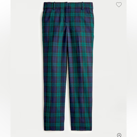 J. Crew Women’s Black Watch Tartan Stretch Wool Pants - Green and Black - Picture 7 of 7